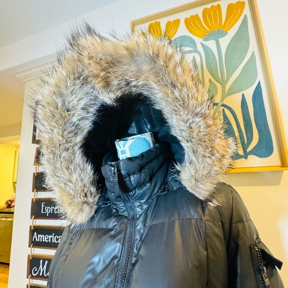 Andrew Marc Black Puffer Coat with Fur Trim - Picture 7 of 11